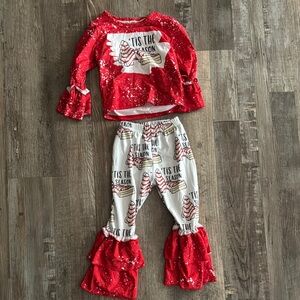 Festive Red and White Kids Christmas Costume Set